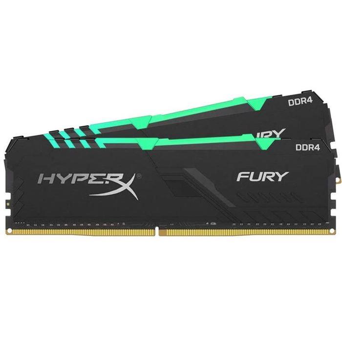 رم دوکاناله کینگستون مدل HyperX Fury RGB فرکانس 3200 مگاهرتز حافظه 16 گیگابایت Kingston HyperX FURY RGB DDR4 16GB 3200MHz CL16 Dual Channel Desktop RAM